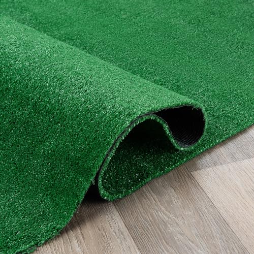 Rugshop Artificial Grass Indoor Outdoor Area Rug, Lightweight Synthetic Turf with Rubber Backing, Easy to Clean Polypropylene Lawn Mat for Patio, Balcony, Deck, 4' x 6', Green - size: 4' x 6' (Rectangular)