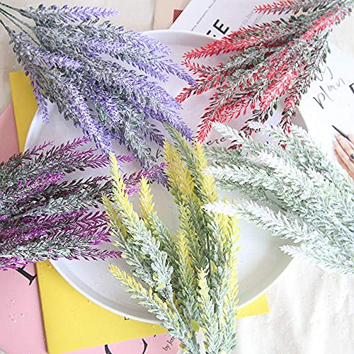 Fake Flowers Lavender, Artificial Flowers for Decoration Faux Flower Plastic Plants Greenery for Outdoor Garden Outdoors Home Art Decorations Floral Arrangements Wedding DIY Bouquet - Fuchsia 8 Pack - color: Lavender-fuchsia-8 Pack