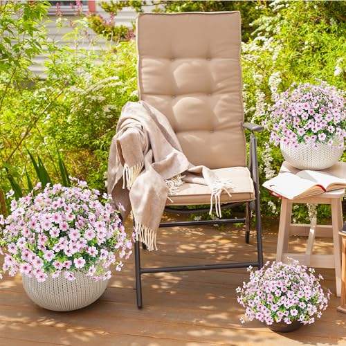 Sggvecsy Artificial Flowers for Outdoors 12 Bundles Realistic Faux Plants UV Resistant Fake Silk Daisy with Eucalyptus for Boxwood Planter Patio Porch Outside Spring Summer Decoration(Pink) - color: Pink