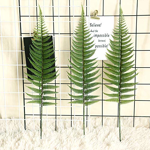 CATTREE Artificial Shrubs Leaves, Plastic Plants Fern Grass Leaf Fake Bushes Indoor Outdoor Garden Office Table Centerpieces Arrangements DIY Wreath Decoration Planter Filler - 10 Pack - color: Fern Leaves 10pcs