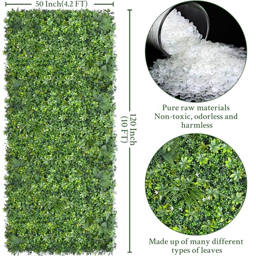 ODTORY Artificial Greenery Wall Panels: 50"x 120" (42 sqft) Faux Grass Wall Backdrop Boxwood Ivy Privacy Screen with UV Protection,Fake Hedge Fence for Outdoor,Indoor,Garden,Backyard and Home Decor - size: 50 X 120 IN