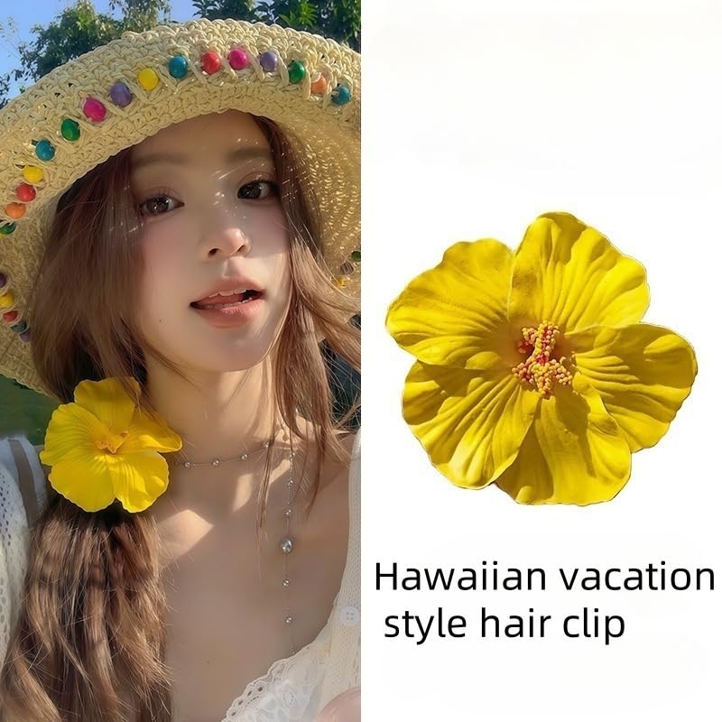 8pcs Hawaiian Flower Hair Clips for Women Fake hair clip for thin thick hair Clips for Wedding Bridal Beach Party (8pcs Vacation style) - color: 8pcs Vacation style