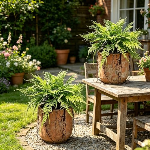 Hrobek 2 Pack Ferns Artificial Hanging Plants for Outdoor Fake Faux Fern Plants with Roots, UV Resistant Greenery Plants for Indoor Home Patio Porch Decor - color: Asparagus Fern