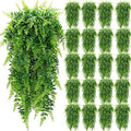 Geosar 20 Pcs Artificial Hanging Plants 32 Inch Hanging Boston Ferns Plastic Fake Plants for Wall Room Garden Wedding Garland Indoor Outdoor Decoration, No Basket