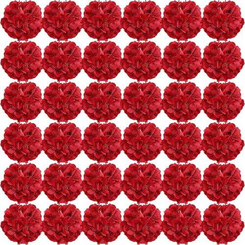 Red Hydrangea Artificial Flowers Bulk with Stems 64 Pcs | Faux Silk Hydrangeas Flower Heads with Stems for Wedding Arch Table Centerpieces Home Garden Baby Shower Party Decoration - color: Red
