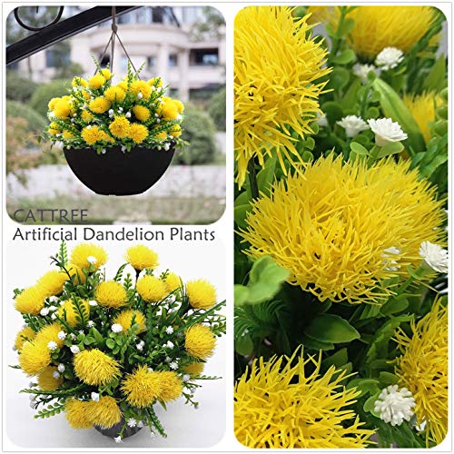 CATTREE Artificial Dandelion Plants, Plastic Flowers Shrubs Bushes Fake Grass Wedding Indoor Outdoor Home Garden Verandah Centerpieces Arrangements Party Decoration Planting Filler - Yellow 4 Pack - color: Dandelion-yellow-4 Pack