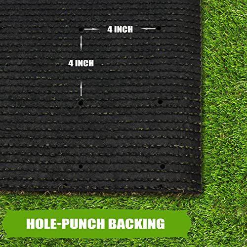 Premium Artificial Grass 3' x 3' Outdoor Rug, 1.38" Realistic Thick Turf for Garden, Yard, Fake Lawn, Dogs Synthetic Grass Mat, Rubber Backed with Drainage Holes, Customized Sizes - size: 3' x 3'