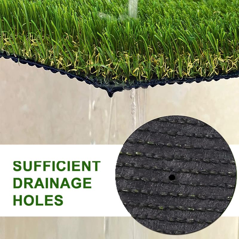 Artificial Grass Astroturf Rug 4FTx6FT(24 Square FT) Fake Grass Pet Dog Mat with Drain Holes Realistic 1.38" Pile Height Indoor Outdoor Artificial Turf Synthetic Turf Thick Faux Grass