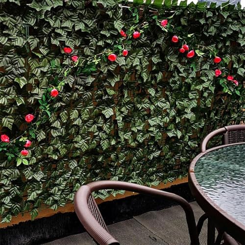 Privacy Fence Screen Artificial Ivy Grass Wall Screen 360x40 in Balcony Fence Privacy Screen Faux Vines Green Backdrop Fake Ivy Wall Panels Hedge Fence for Patio,Garden, Backyard Indoor Outdoor deocr - size: 360*40 inches
