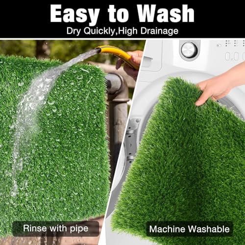 GLOBREEN Fake Grass Door Mat - 24 X 36 Inch, Indoor Outdoor Artificail Turf Pad for Puppy Potty Training Crate, Dirty Tripper Entryway Rug, Absorbent Machine Washable