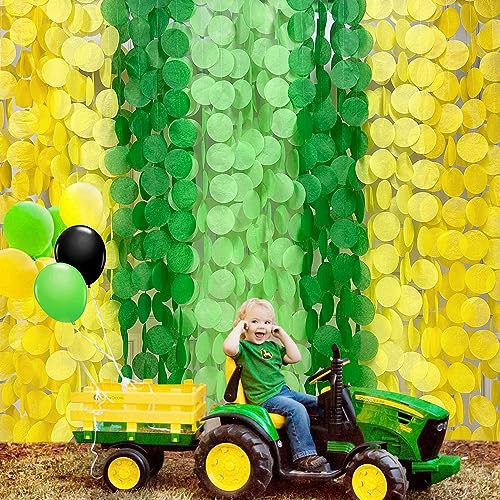 205Ft Yellow Green Party Decorations Ombre Green Yellow Circle Dot Backdrop Garland Tissue Paper Polka Dots Hanging Streamer for Spring Summer Birthday Engagement Wedding Bridal Shower Party Supplies - color: Ombre Yellow Green