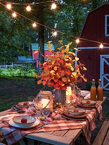 Beferr Fall Eucalyptus Stems Christmas Decor - 5Pcs 32" Tall Faux Eucalyptus Leaves Pumpkins Branches Autumn Thanksgiving Farmhouse Harvest Fireplace Table Centerpiece Home Decorations - color: Pumpkin Eucalyptus