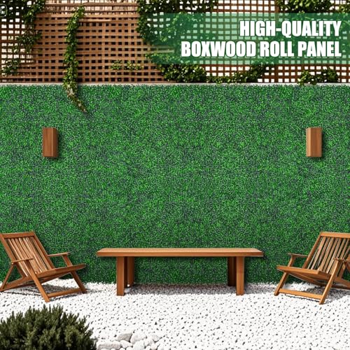 Yangrass Artificial Greenery Wall Roll,71"x 126"(62 sq.ft) UV-Anti Faux Boxwood Roll Panels Greenery Backdrop, Vine Leaf Fence Panels for Garden Fence Covering Privacy, Outdoor Indoor Home Decor - size: 71x126 IN