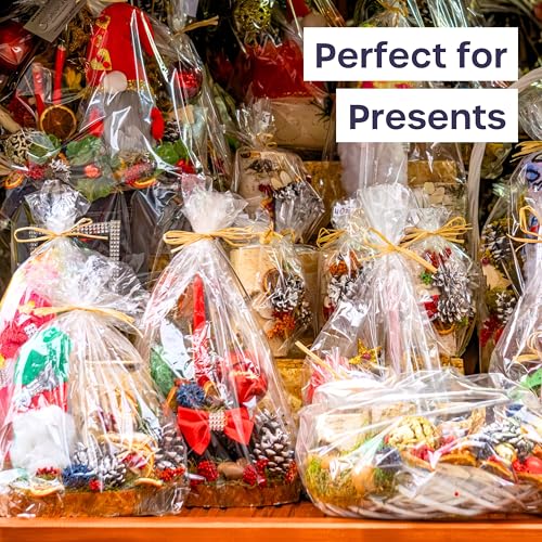 volila Large Cellophane Bags for Gift Baskets - 20 Pack (30 in x 40 in) Clear Gift Wrap for Gift Baskets, Floristry, Party Favors and Food Packaging - color: Clear - Cellophane Bag 20 Pack (30 in x 40 in)