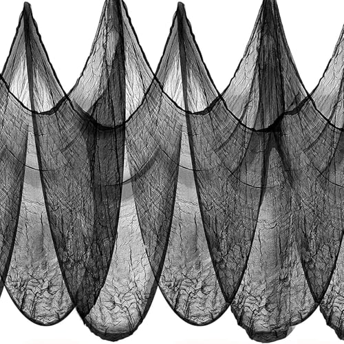 Creepy Cloth, Halloween Decorations Outdoor Indoor, 79 x 158 inch Black Spooky Scary Gauze Fabric for Halloween Party Haunted House Graveyard Decor - color: Black, size: 79*158 inch