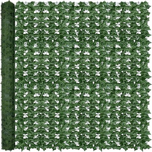 Odtory Artificial Ivy Privacy Fence Wall Screen: 72 x144 in UV-Anti Faux Greenery Backdrop Ivy Vine Leaf Hedges Fence Panels for Patio, Balcony, Garden, Backyard Indoor Outdoor Green Wall Decor - size: 6 ft x 12 ft- Vine Leaf 1
