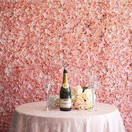Artificial Flower Wall Panels 4 Pack of 11 Sq ft Flower Wall Mat Silk Hydrangea Flower Panels for Backdrop Wedding Wall Decoration - UV Protected (Blush/Rose Gold) - color: Rose Gold