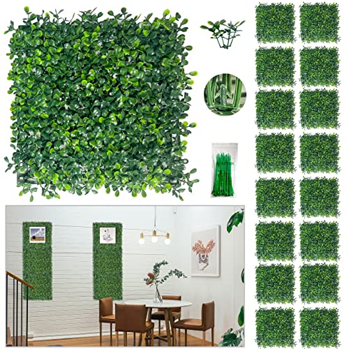 Bybeton Artificial Grass Wall Panels,10"x 10"(16Pcs) Boxwood Privacy Faux Green Wall Plants for Interior Wall, Backdrop,Garden and Outdoor Greenery Wall Decor, Spring Decor - size: 10*10IN 16Pcs