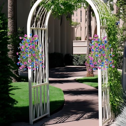 ZFProcess Artificial Hanging Flowers for Outdoors Spring Summer Decoration, 2PCS Silk Fake Daisy Realistic Outdoor Flowers UV Resistant Porch Patio Window Yard Decor(Purple Blue) - color: Purple Blue