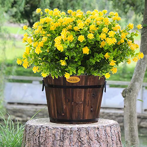 Artificial Flowers Outdoor,UV Resistant Fake Flowers 20 Bundles Faux Outdoor Plants Plastic Flowers Greenery Bushes for Indoor Outside Home Porch Decoration (Yellow) - color: Yellow, size: 20 Bundles