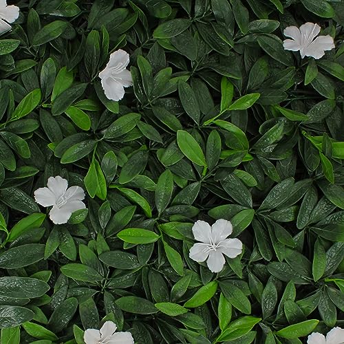3rd Street Inn Greenery Panel - Artificial Hedge Wall - Fake Plant Wall Backdrop - Privacy Screen - Interlocking Panels - Indoor Outdoor Décor (12, White Cuckoo Flower) - color: White Cuckoo Flower
