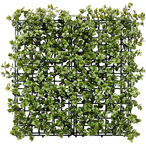 E&K 20" x 20" Artificial Plant Fence Panel Faux Leaves Grass Wall Privacy Screen Panel Decorative for Indoor Outdoor (Reineckea Carnea-Olive, 6 Pcs) - color: Reineckea Carnea - Olive
