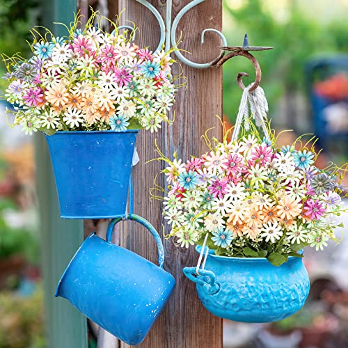 AmyHomie Artificial Flowers for Outdoors UV Resistant - 6 Bundles Mix Color Fake Daisy Wildflowers, Outdoor Artificial Plants Bulk for Home Garden Decor, Wedding, Patio, Farmhouse - color: Mix Color