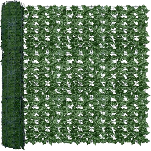 ODTORY Artificial Fence Privacy Screen: 5FT x 50FT UV-Anti Faux Greenery Backdrop Ivy Chain Link Shades Panels for Patio, Balcony, Garden,Deck,Backyard Indoor Outdoor Green Wall Decor - size: 5 ft x 50 ft- Chain Link