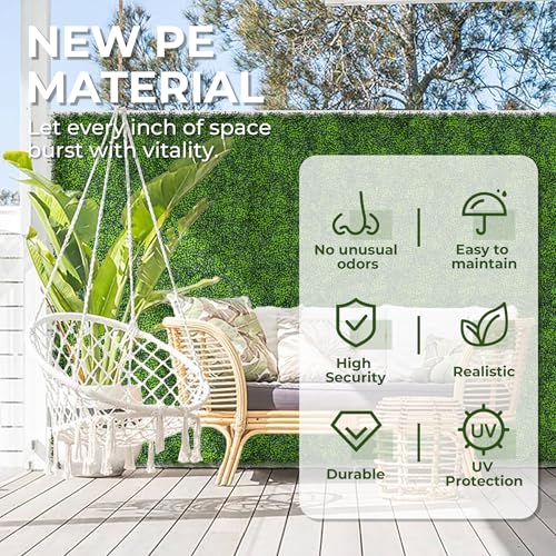 Artificial Grass Wall Backdrop: 10"x 10"(26P) Boxwood Faux Green Wall Panels for Interior Wall, Greenery Wall,Garden and Indoor Outdoor Plant Decor - size: 10"x10" (26 Panels)