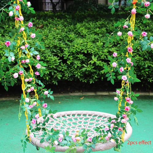2PCS x 6FT Bendable Rose Vine Hanging Flower Garland Wildflower Floral Garland for Wall Decor Trellis Fence Home Room Decoration (Pink, 2pcs) - color: Pink, size: 2pcs