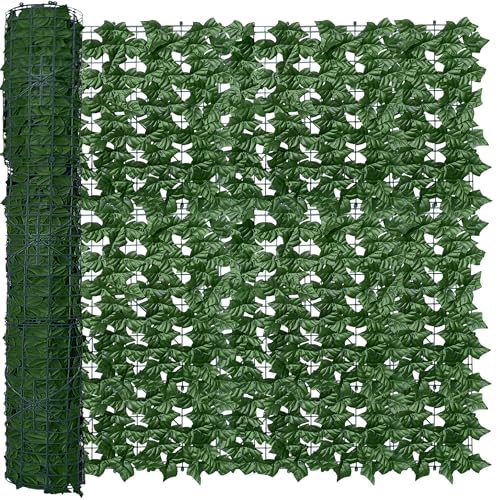 ODTORY Artificial Fence Privacy Screen: 4FT x 50FT UV-Anti Faux Greenery Backdrop Ivy Chain Link Shades Panels for Patio, Balcony, Garden,Deck,Backyard Indoor Outdoor Green Wall Decor - size: 4 ft x 50 ft- Chain Link