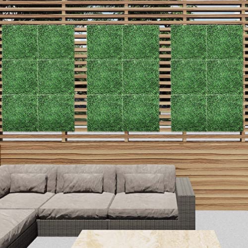 E&K 20" x 20" Artificial Plant Fence Panel Faux Leaves Grass Wall Privacy Screen Panel Decorative for Indoor Outdoor (Dark Green, 6 Pcs) - color: Boxwood - Dark Green