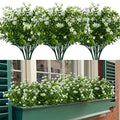 6 Bundles Artificial Flowers, Fake Artificial Greenery UV Resistant No Fade Faux Plastic Plants for Wedding Bridle Bouquet Indoor Outdoor Home Garden Kitchen Office Table Vase(OffWhite) - color: Offwhite