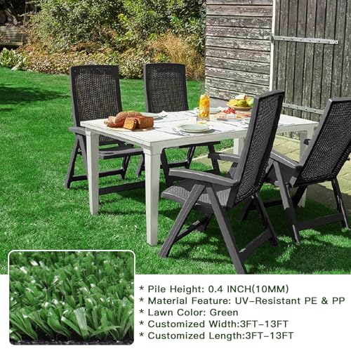 Heyroll Artificial Grass 4X6ft, 0.4" Height Fake Grass Turf Mat, Patio Balcony Lawn, Astro Turf Rug Dogs Pet, Indoor Outdoor Garden Synthetic Grass Carpet, Rubber Backed, Drainage Holes,Customized - size: 4ft X 6ft