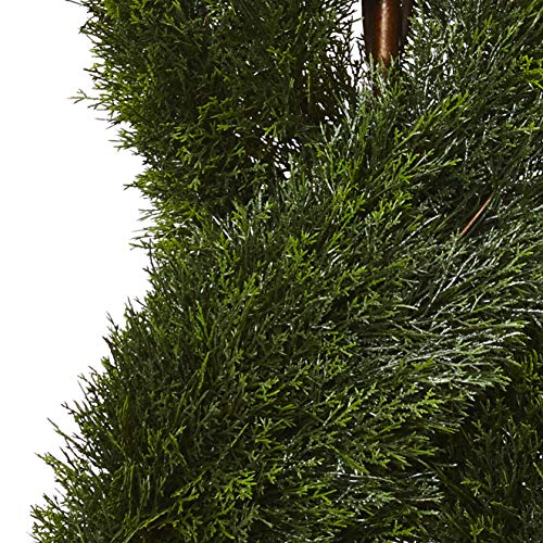 Nearly Natural 5ft. Pond Cypress Spiral Topiary UV Resistant (Indoor/Outdoor) - size: 60 in x 12 in x 12 in