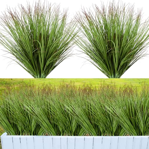 Giegxin 48 Pcs Faux Grass Plants Artificial Shrubs Wheat Grass UV Resistant Fake Greenery Faux Weed Artificial Tall Plants for Outdoor Indoor Home Window Decor