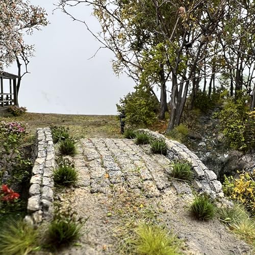 120 Pcs 8-Color Miniature Tea Garden Grass Tufts - Static Artificial Grass Plants for Diorama, Model Railway, Train Scene Decoration,Ages 14+ (0.8cm) (Dark Green) - color: Dark Green