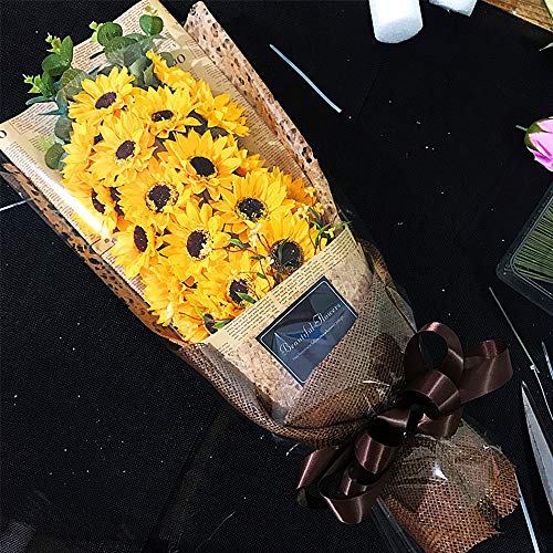 Grunyia 100pcs Artificial Sunflower Heads Silk Yellow 2.8 Inch