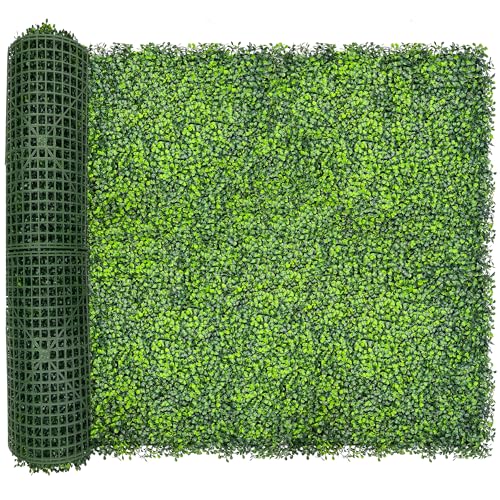 Artificial Ivy Privacy Fence Screen,128"x 48" (43 SQFT) UV-Anti Faux Boxwood Roll Grass Wall Panels for Patio Balcony Privacy, Garden, Backyard Greenery Wall Backdrop Decor - size: 48"x128" (43 SQFT)