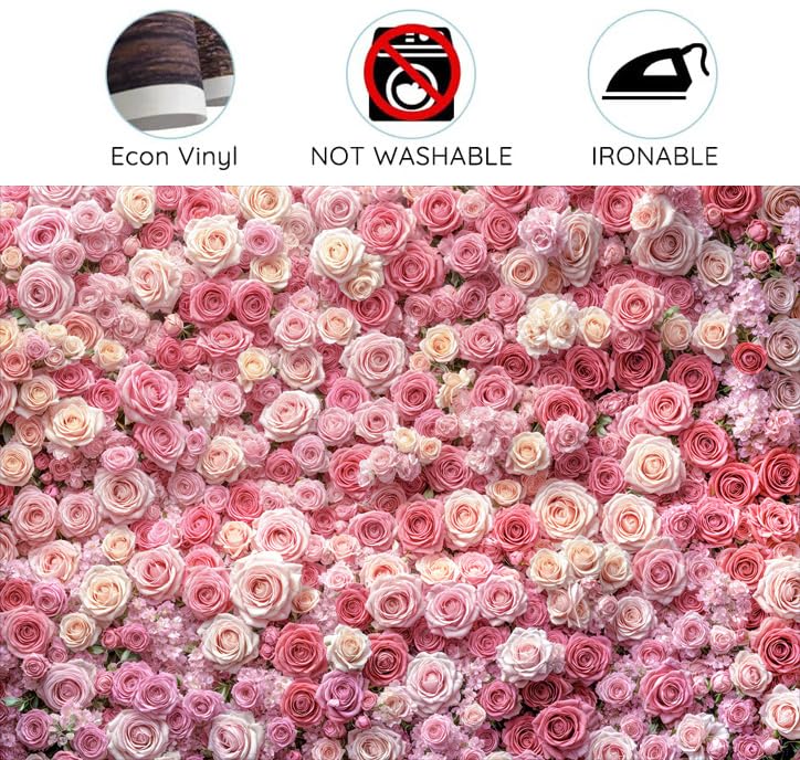 5 x 3 ft Pink Flower Wall Backdrop Floral Rose Floral Photography Backdrops Girls Princess Birthday Baby Shower Wedding Bridal Shower Photo Background Mothers Day Picture Cake Table Decoration Banner - color: Pink01, size: 5X3FT