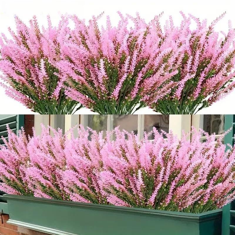 Artificial Lavender Flowers 6 Pieces for Wedding Decor and Table Centerpieces, Lifelike Fake Plant Bouquet to Brighten up Your Home Garden Valentine's Day Indoor Outdoor Decor (Pink) - color: 6bundles--lavender Pink