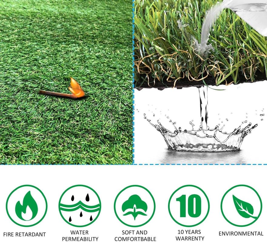 Petgrow Artificial Grass Turf 10FTX30FT- Realistic & Thick Synthetic Fake Grass Mat for Outdoor Garden Landscape Pet Dog Grass Rug Faux Turf - size: 10FTX30FT(300 Square FT)