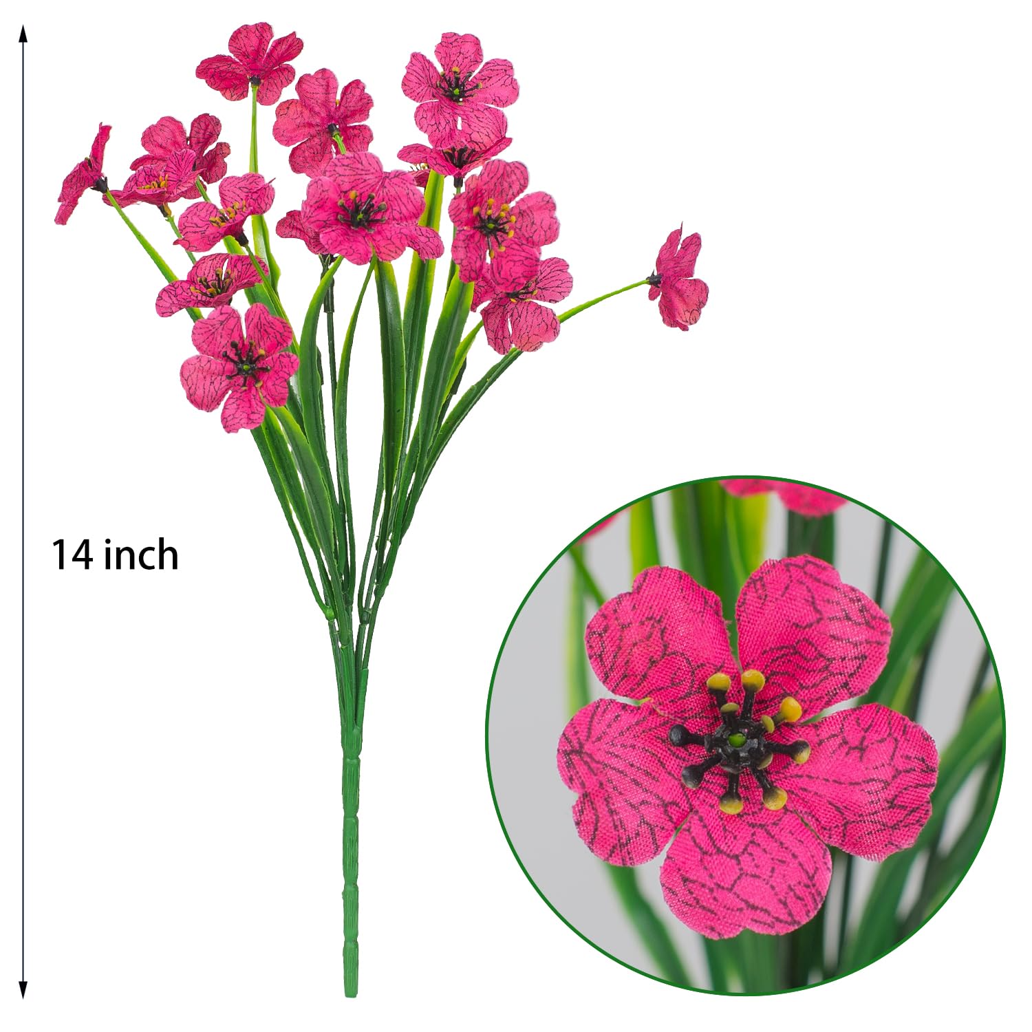21 Bundles Outdoor Artificial Flowers UV Resistant Fake Silk Flowers No Fade Faux Plastic Plants Garden Porch Window Box Decoration(Rose Red) - color: Rose Red