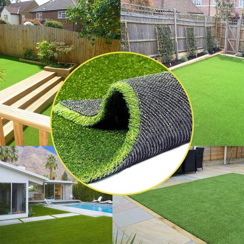 Petgrow Realistic Synthetic Artificial Grass Turf 0.8inch,Thick Faux Fake Grass Indoor Outdoor Landscape Lawn Pet Dog Turf Carpet for Garden Backyard Balcony - size: 7FTX10FT