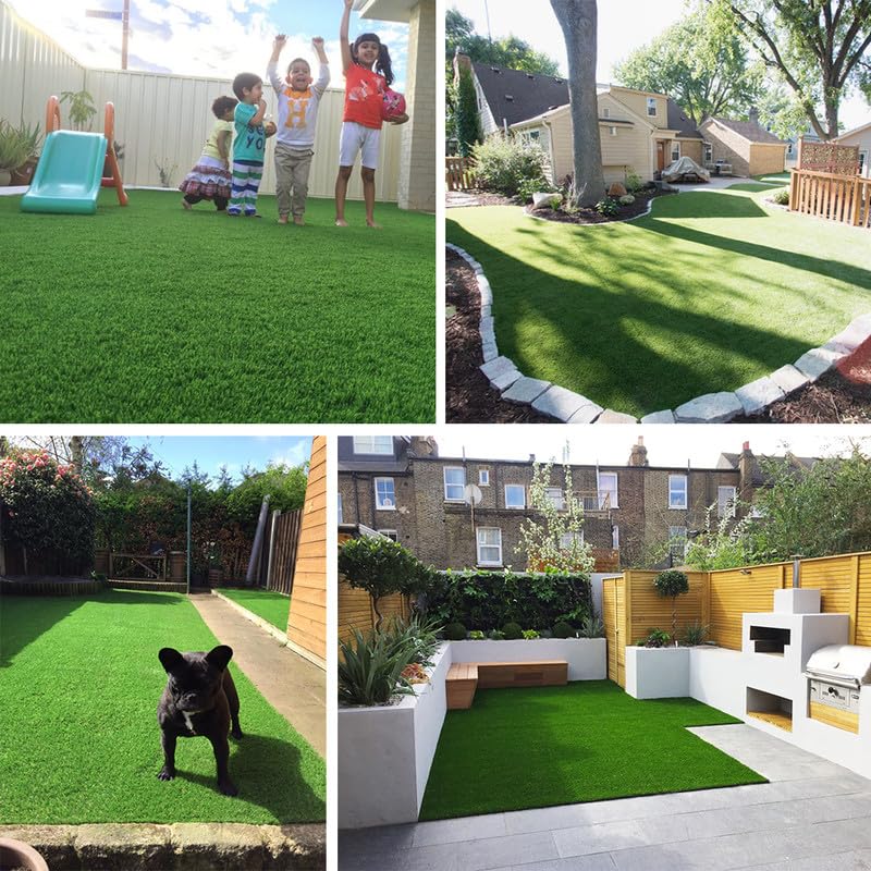 Artificial Grass Turf Rug, 0.7" Fake Grass Faux Thick Outdoor Rug 3FT x 20FT Synthetic Mat Astroturf with Drain Holes for Dogs Garden Lawn Landscape Balcony - size: 3FTX20FT