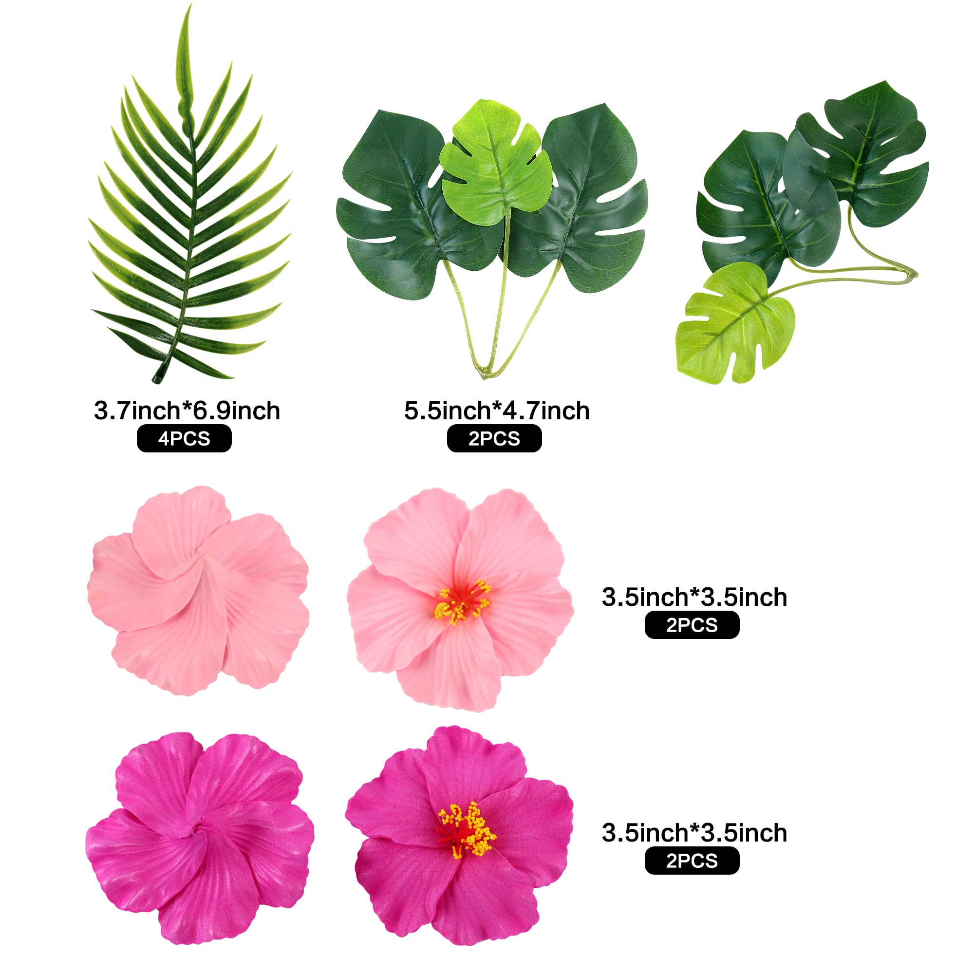 10PCS Artificial Hibiscus Flower Cake Toppers Hawaii Pink Hibiscus Cake Decors for Hawaii Theme Birthday Bridal Engagement Wedding Floral Cake Picks Summer Holiday Party Decoration - color: Pink