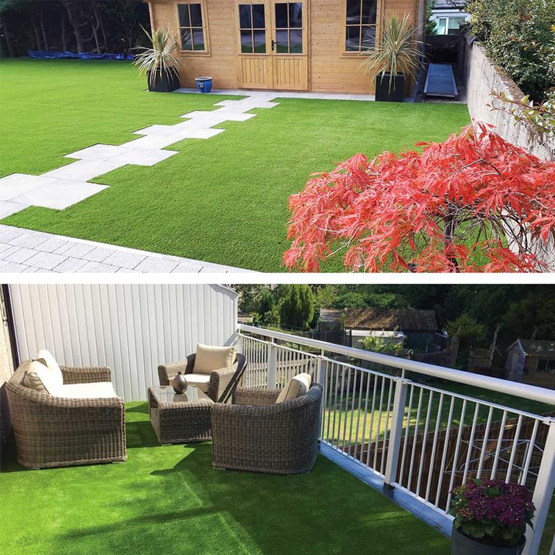 Artificial Grass Astroturf Rug 4FTx6FT(24 Square FT) Fake Grass Pet Dog Mat with Drain Holes Realistic 1.38" Pile Height Indoor Outdoor Artificial Turf Synthetic Turf Thick Faux Grass