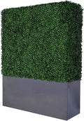 Artificial Boxwood Hedge Wall (38" Width* 12" Deep* 48" Height) with Dark Gray Stainless Steel Planter Box (48.0) - size: 38"W*12"D*48"H