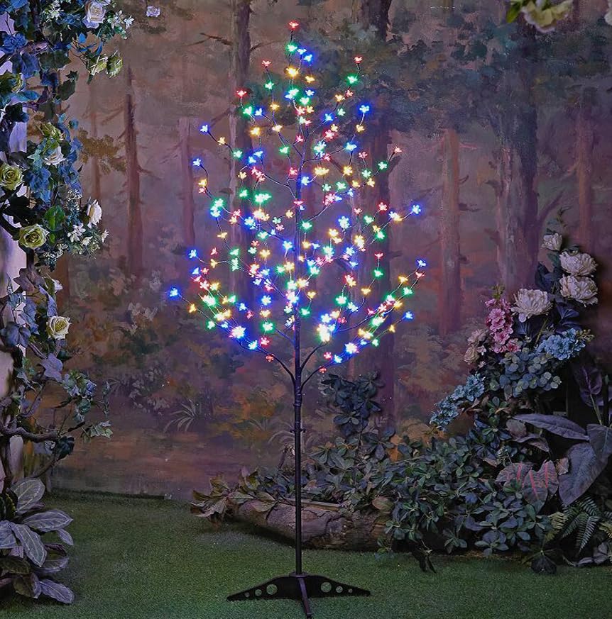 Lightshare 6.5FT LED Lighted Cherry Blossom Tree, 208 LED Warm White to Multicolor, Timer and Dimmer with Remote, Home Garden, Summer, Wedding, Holiday, Party Decoration for Indoor and Outdoor Use - style: 6FT Warm White & Multicolor