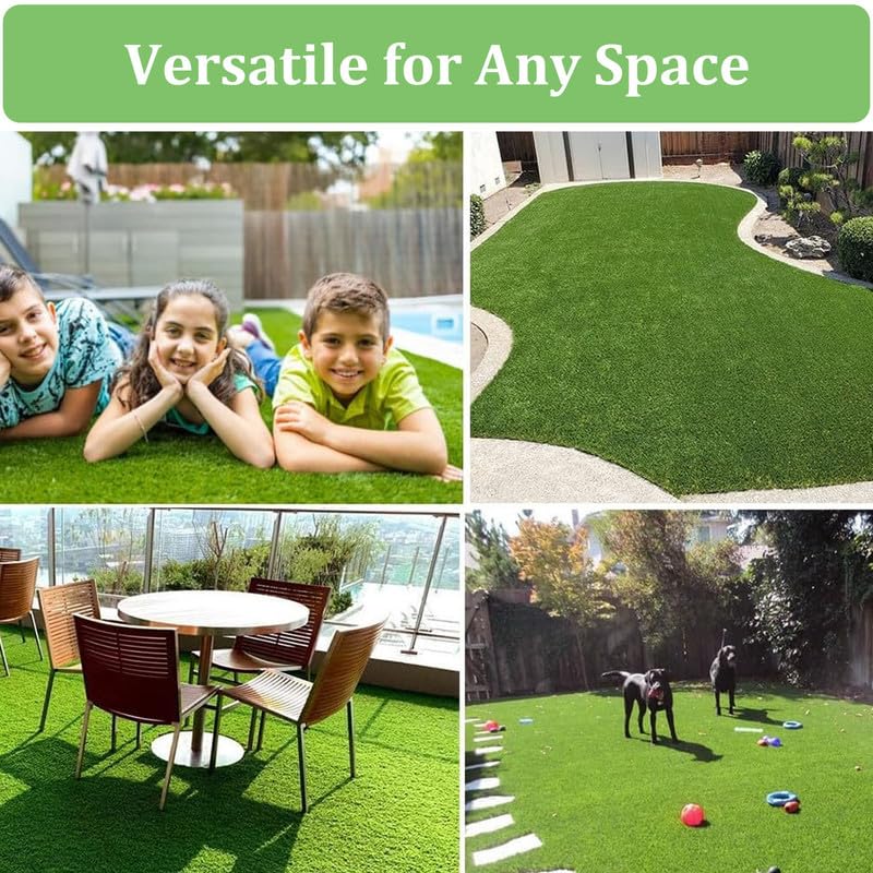 Artificial Grass Rug 4FT x 6FT, 0.8" Thick High Density Fake Turf with Drainage Holes, Realistic Synthetic Grass Mat for Dogs, Patio, Backyard, Balcony, Indoor Outdoor Lawn Carpet - size: 4' x 6'